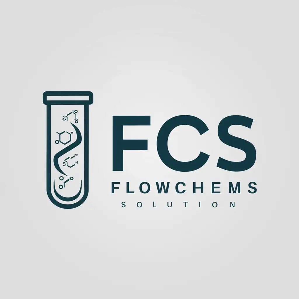 LOGO Design for FCS FlowChem Solutions Science Test Tube with Chemical Reaction for Technology Industry