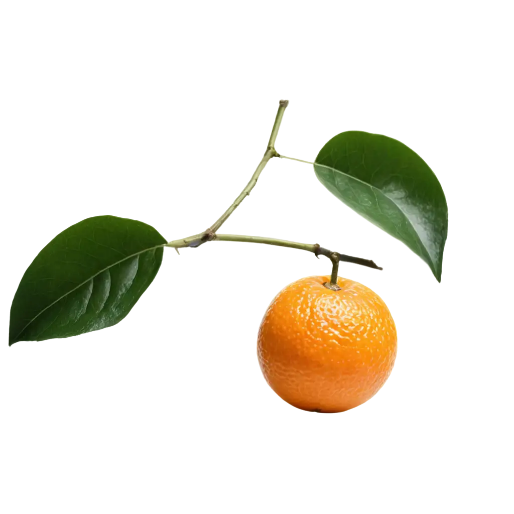 a orange with leaf