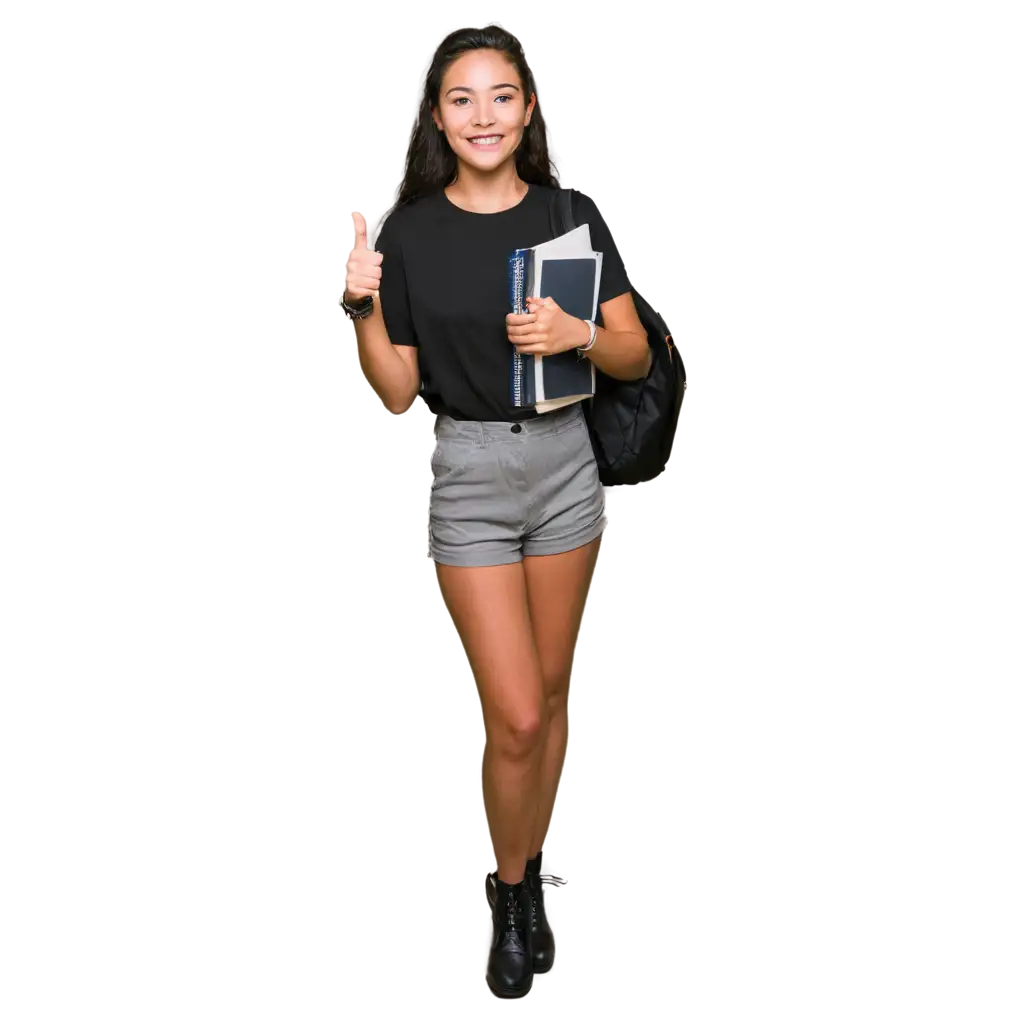 PNG-Image-of-Collage-Student-Holding-Books-with-Thumbs-Up-HighQuality-Digital-Art