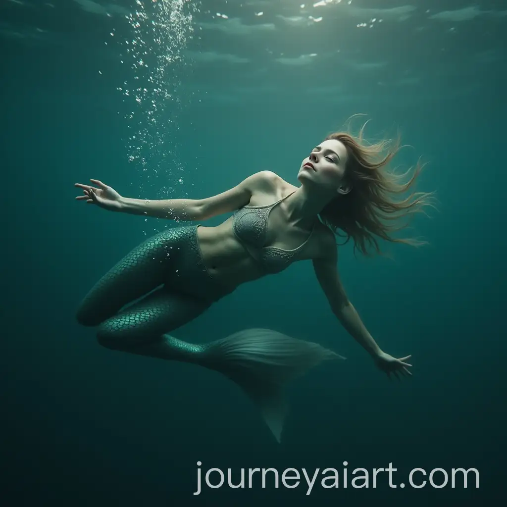 Mermaid-Floating-in-Water-with-Face-Above-the-Surface