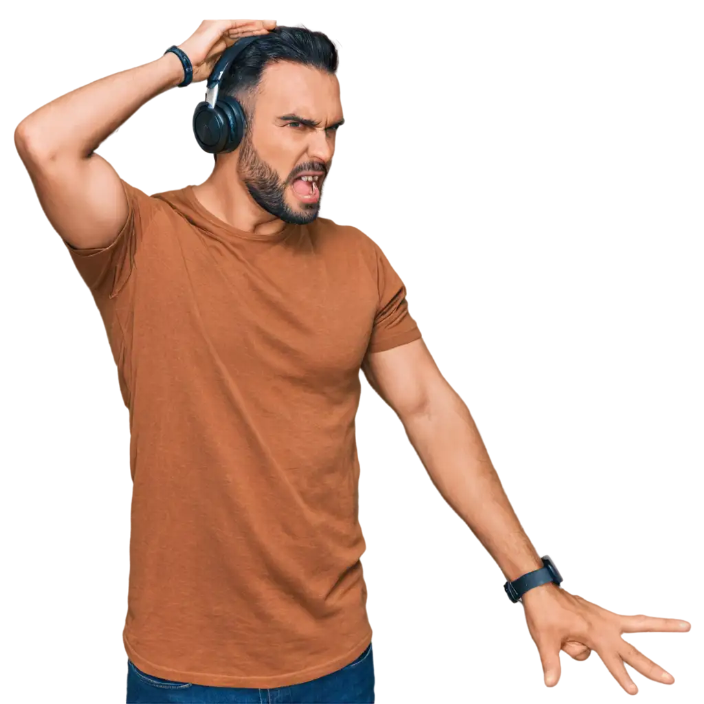 Angry-Man-Wearing-Headphones-Staring-at-the-Front-Pose-PNG-Image-for-HighQuality-Digital-Use