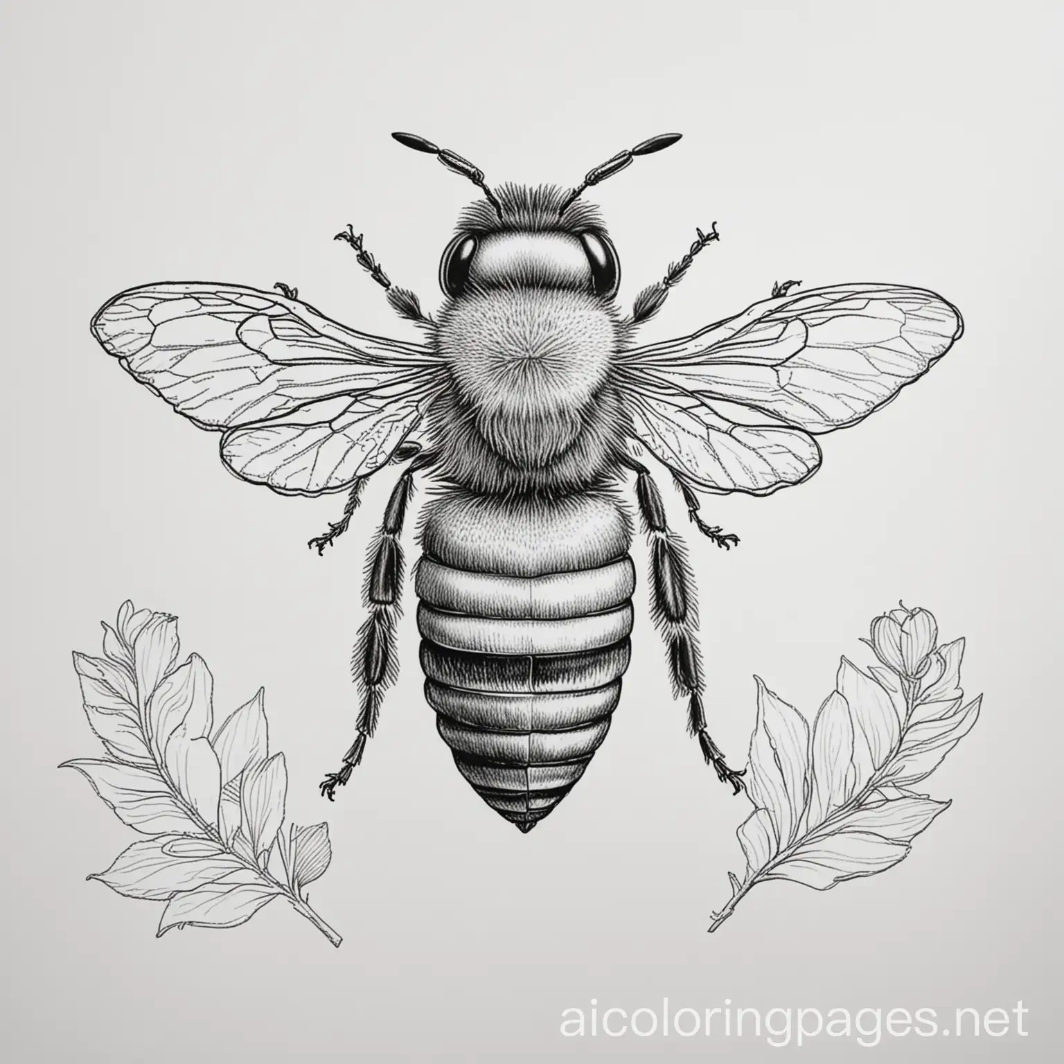 Simple-Scientific-Drawing-of-Bees-for-Kids-Coloring-Page