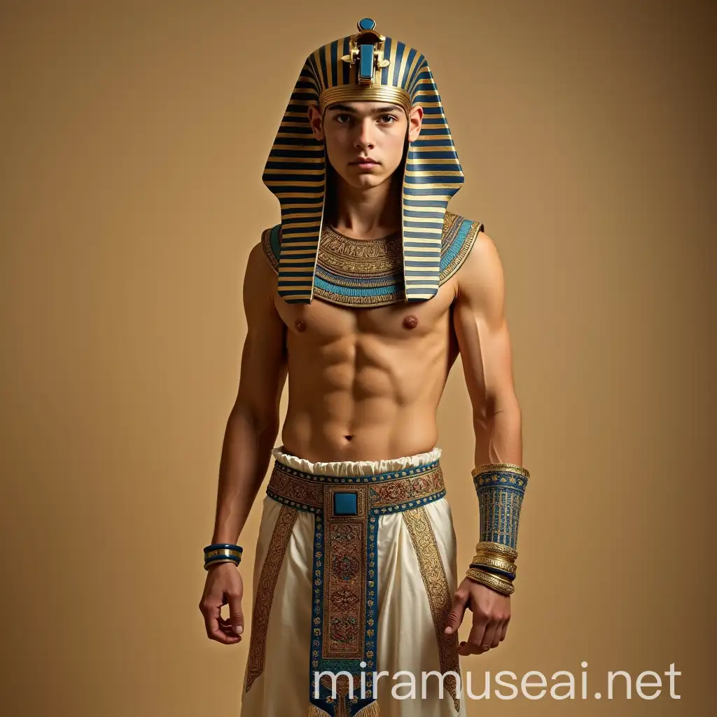 Young Muscular Boy Dressed as a Pharaoh