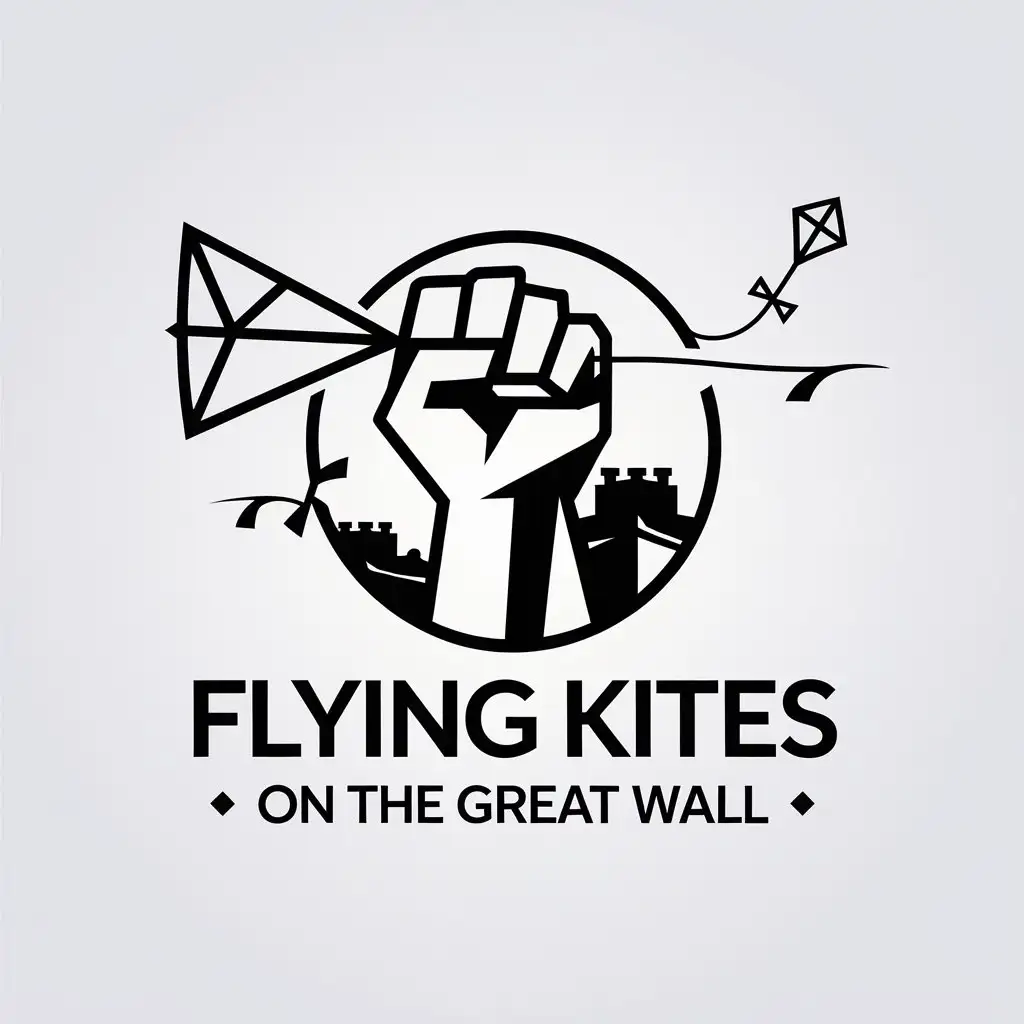 LOGO Design for Flying Kites on the Great Wall Fist Flying Kite and Great Wall Theme in Minimalistic Style for Sports Fitness Industry