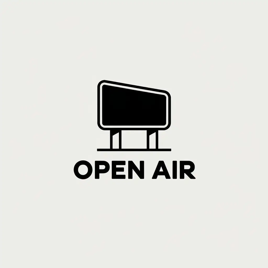 LOGO Design for Open Air Abstract Minimal Billboard with Bold Font and Clear Background