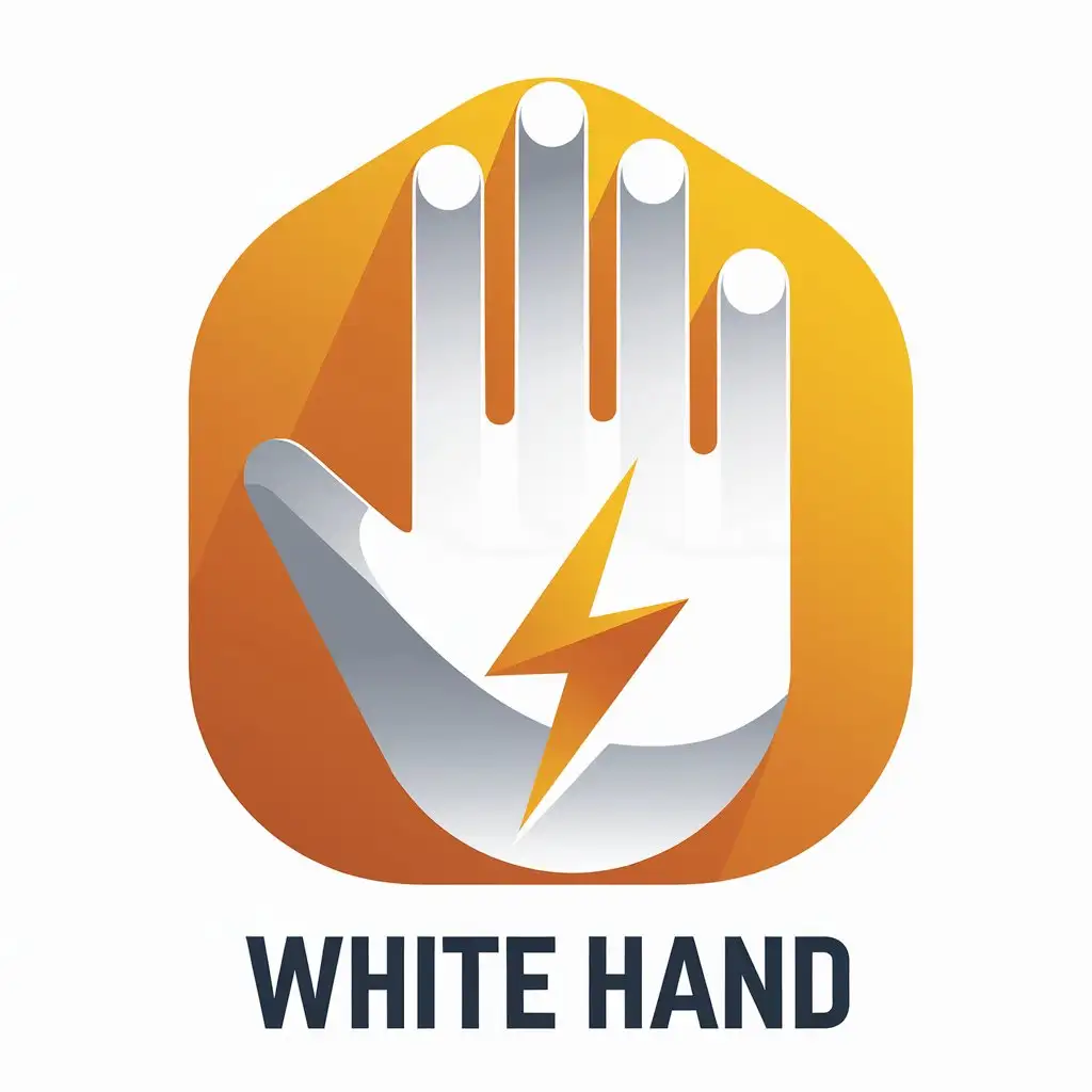 LOGO Design for White Hand White Open Hand with Lightning Bolt Logo