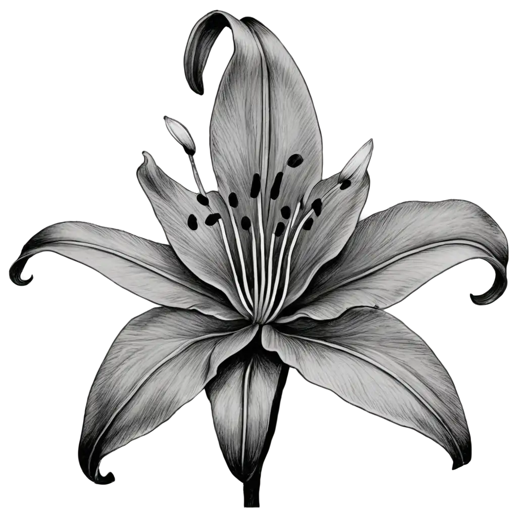 Elegant-Lily-in-Full-Bloom-PNG-Image-Symbolizing-Wealth-and-Sophistication-in-Black-and-White