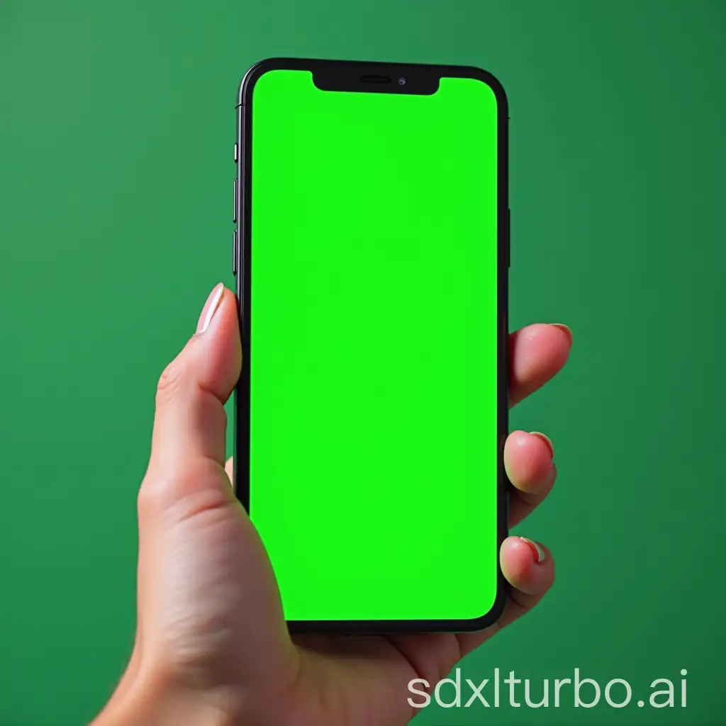 Woman-Holding-iPhone-16-Pro-Max-with-Green-Chroma-Screen