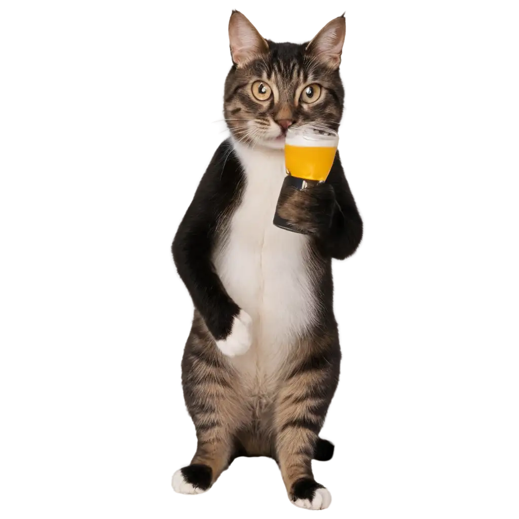 Cat-Drinking-Beer-PNG-Image-High-Quality-Transparent-Background-for-Versatile-Use