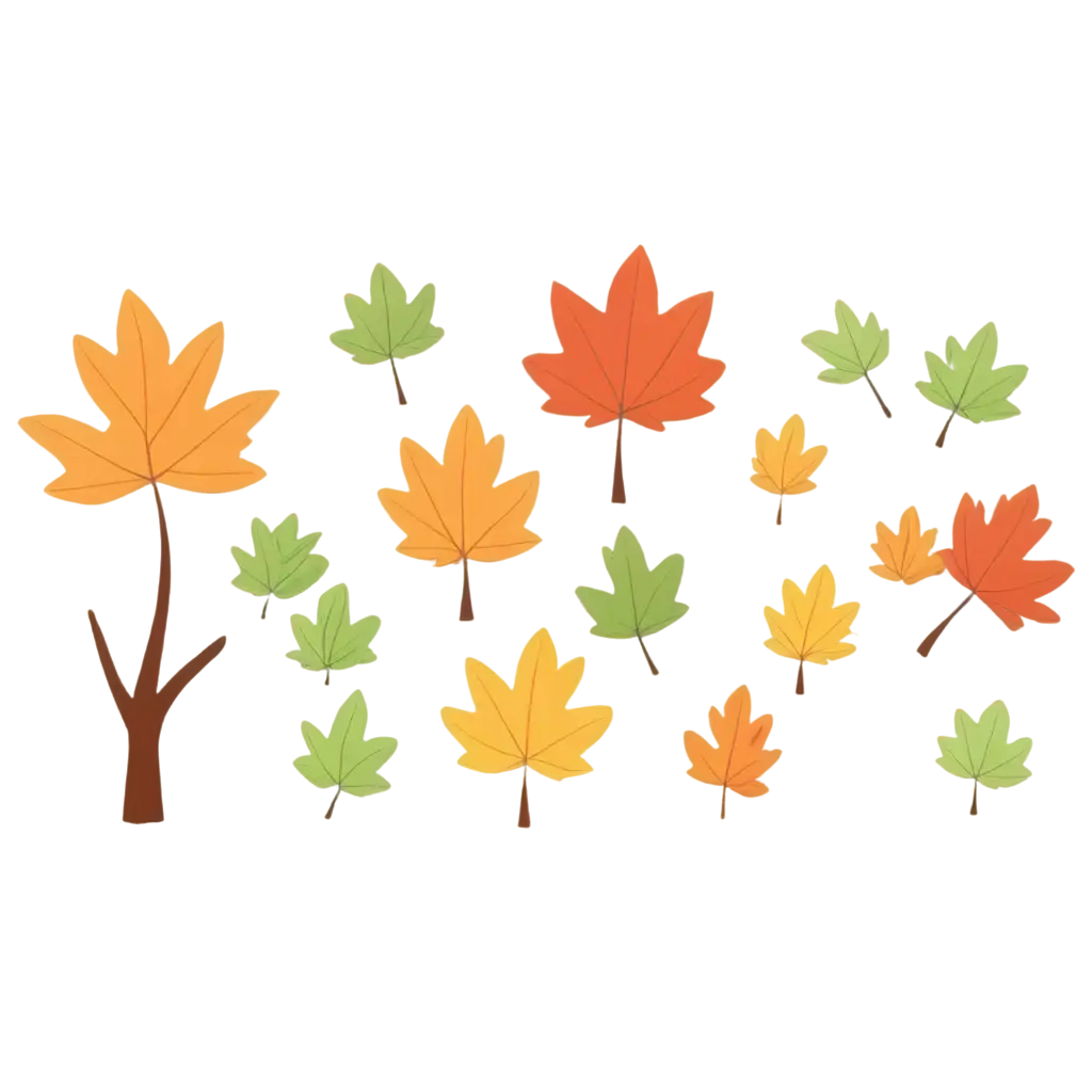 Isometric-Simplistic-Cartoon-Tree-Leaves-on-the-Ground-PNG-Image