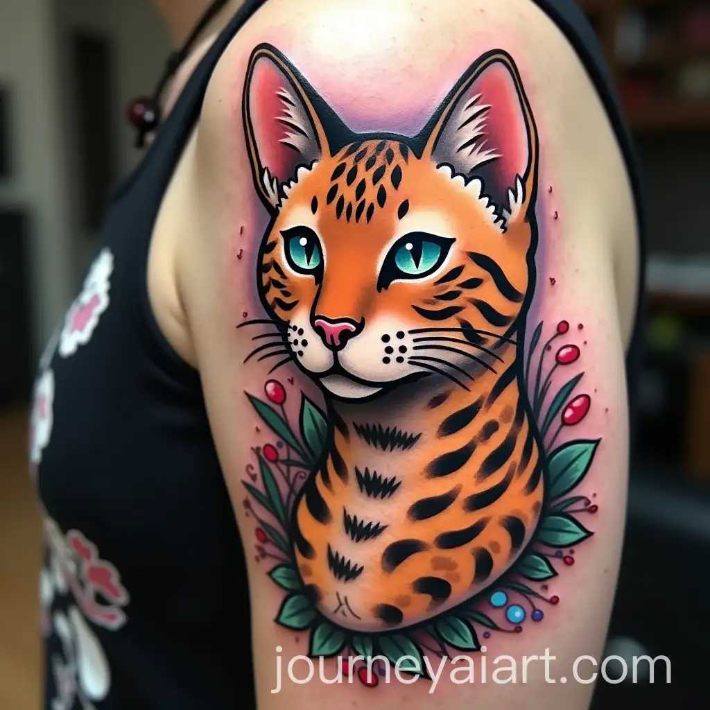 Japanese-Traditional-and-NeoTraditional-Bengal-Cat-Bust-Tattoo-Style