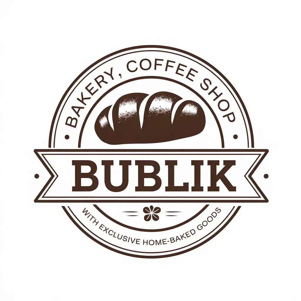 a vector logo design,with the text "bakery, coffee shop, with exclusive home-baked goods", main symbol:bublik,Moderate,be used in Retail industry,clear background