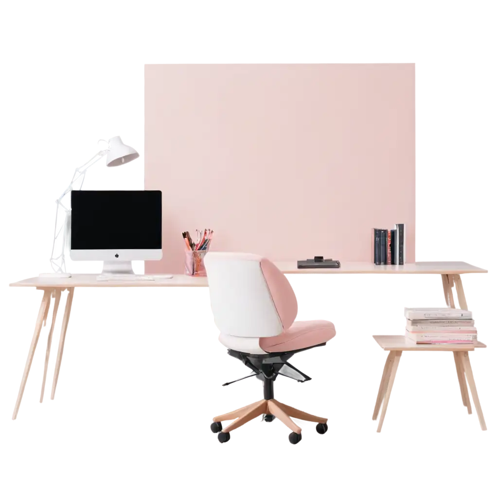 PNG-Image-of-Computer-and-Books-in-a-Study-Environment-in-Light-Pink-and-Clean-Colors