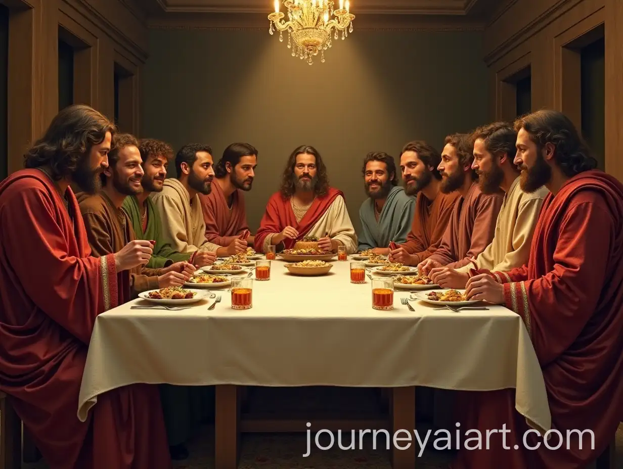 The-Last-Supper-of-Jesus-Christ-with-His-Twelve-Disciples-in-an-Ancient-Setting