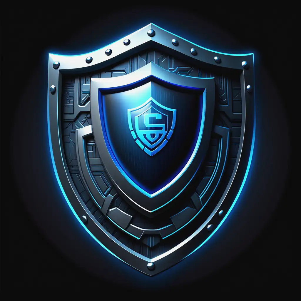 A highly detailed, futuristic logo featuring a metallic shield as the central element. The shield is adorned with the year '1997' in a bold, cyberpunk-style font. The design incorporates sleek lines and glowing blue neon accents, symbolizing advanced network technology and cybersecurity. The shield exudes authority, with subtle references to law enforcement badges, evoking a sense of protection and trust. The overall aesthetic is a blend of modern digital elements and a strong, authoritative presence, set against a dark, tech-inspired background.