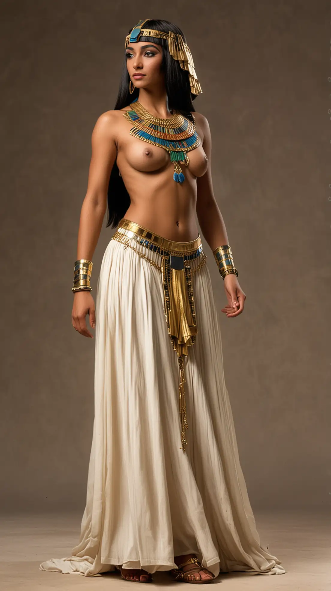 Side-View-of-Tanned-Cleopatra-in-Long-Skirt