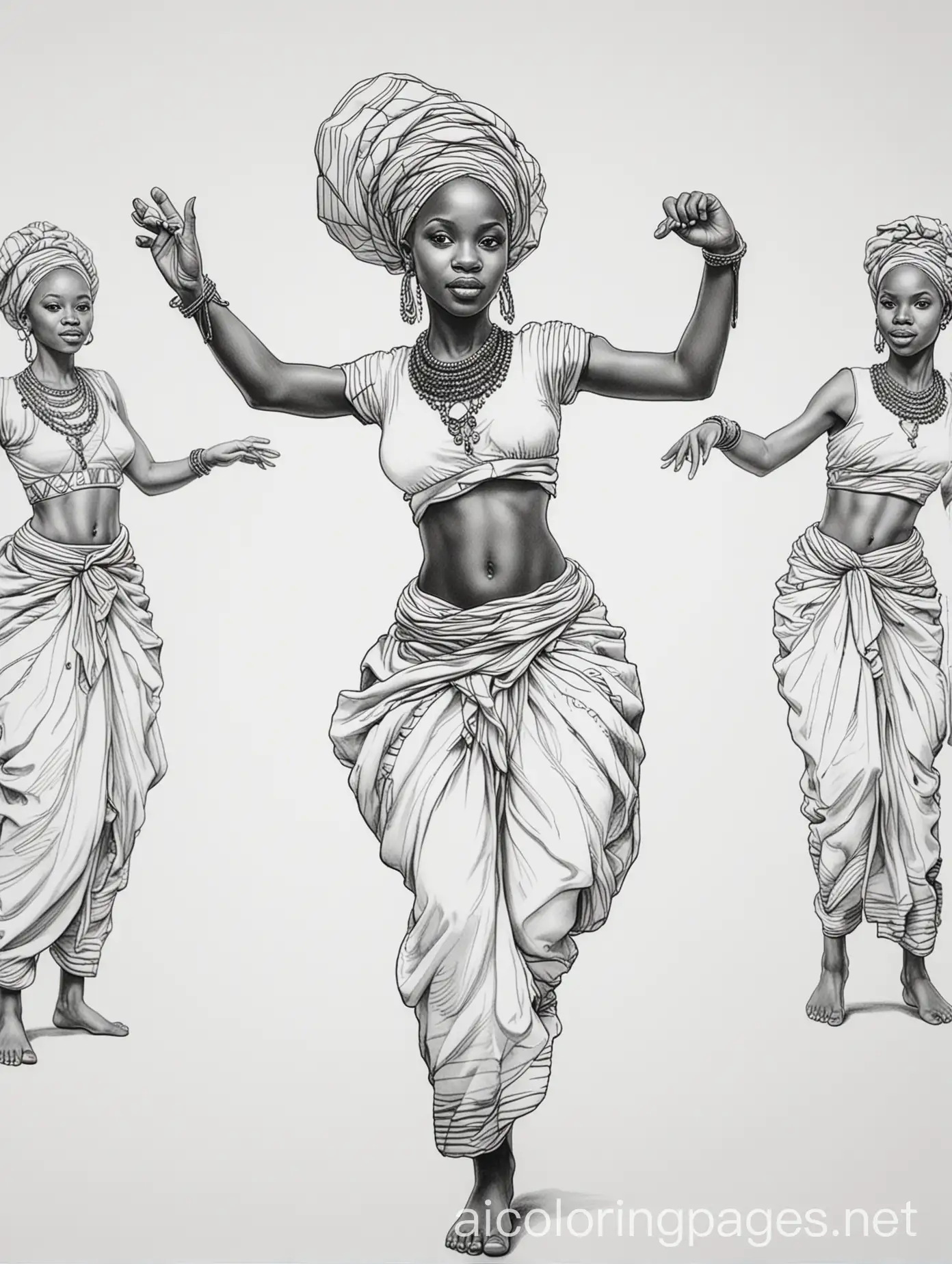 African-Dance-Coloring-Page-with-Clear-Outlines-on-White-Background