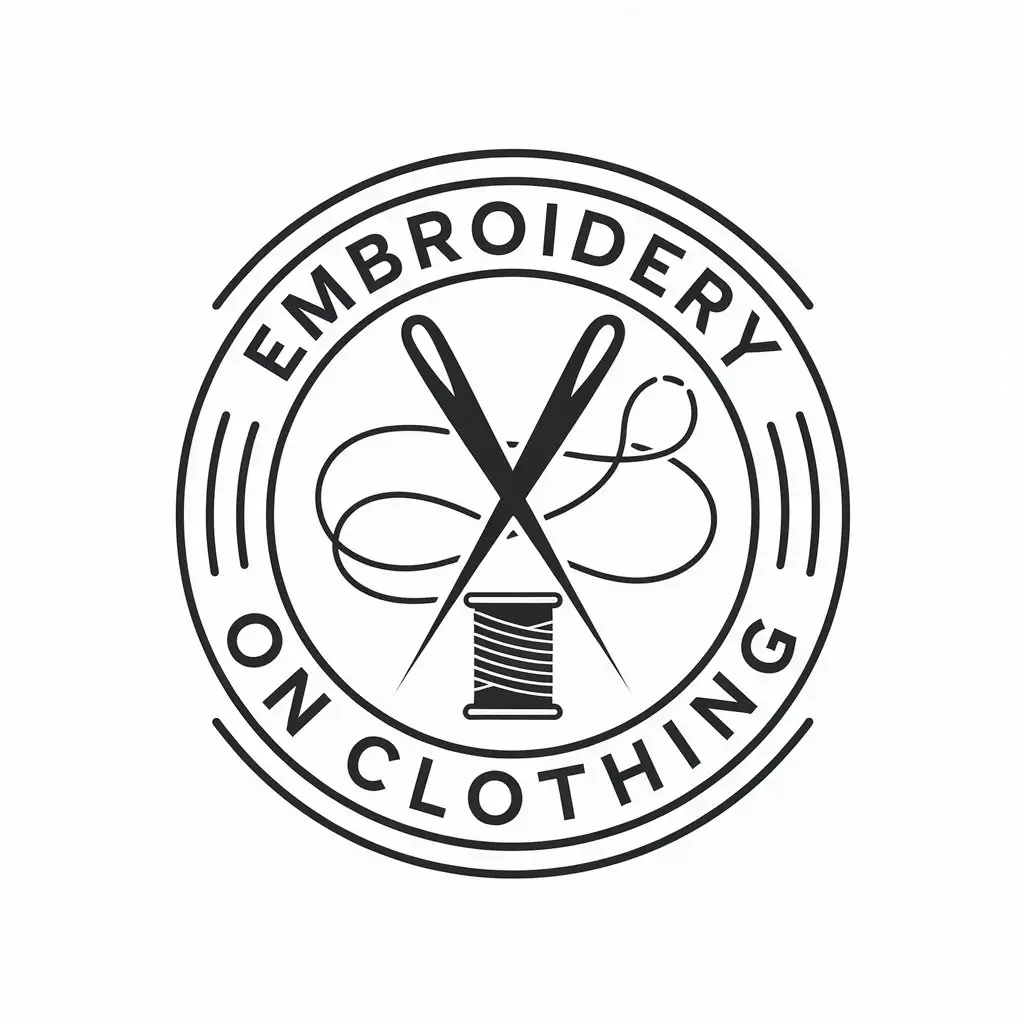 a vector logo design,with the text "embroidery on clothing", main symbol:needles thread,Moderate,clear background