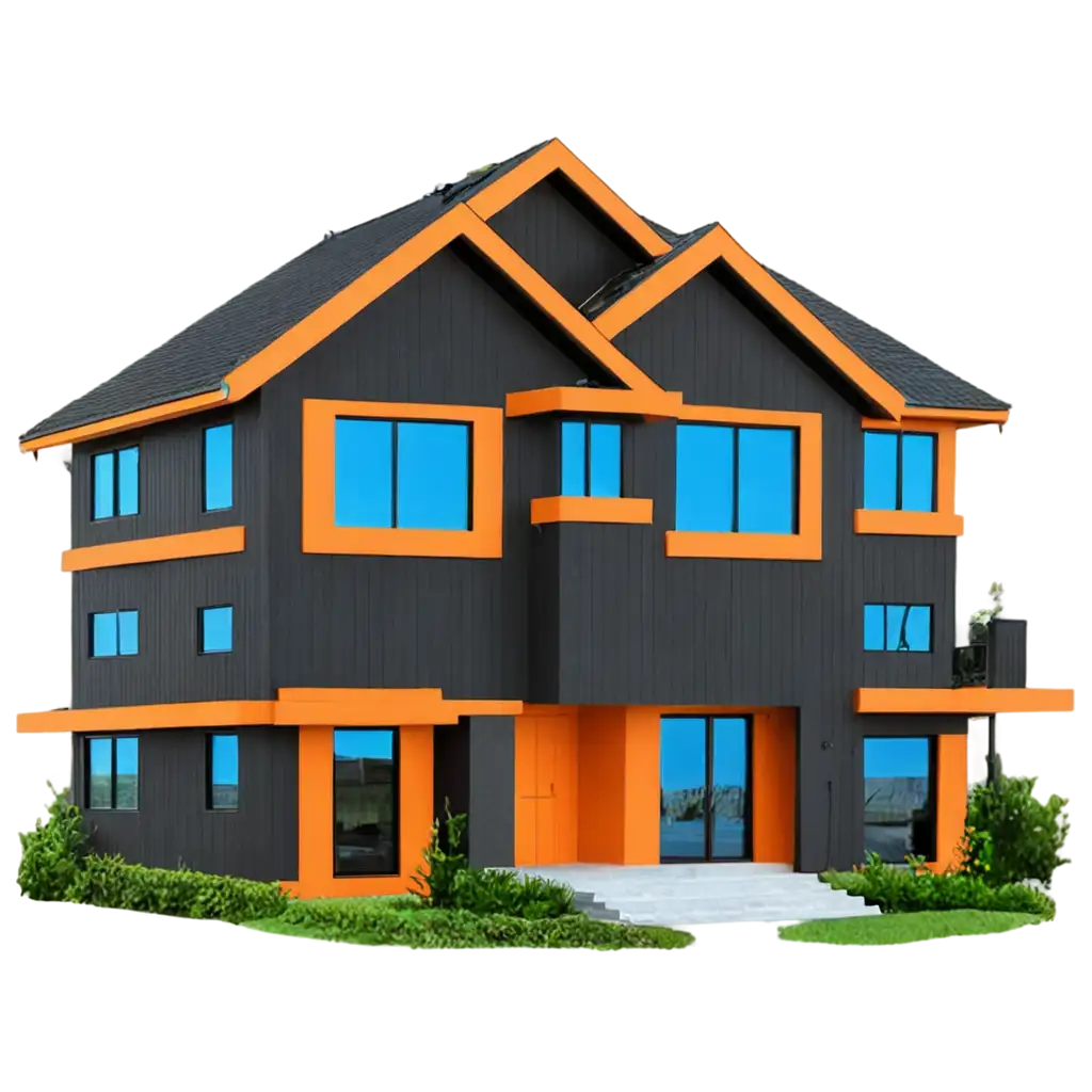 Luxury-House-PNG-Image-in-Black-Orange-and-Blue-Enhance-Your-Visual-Content-with-HighQuality-Clarity