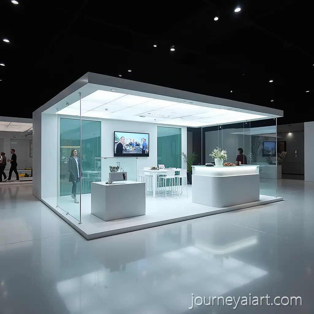 Modern-Exhibition-Stand-with-HighTech-Features-and-Glass-Elements