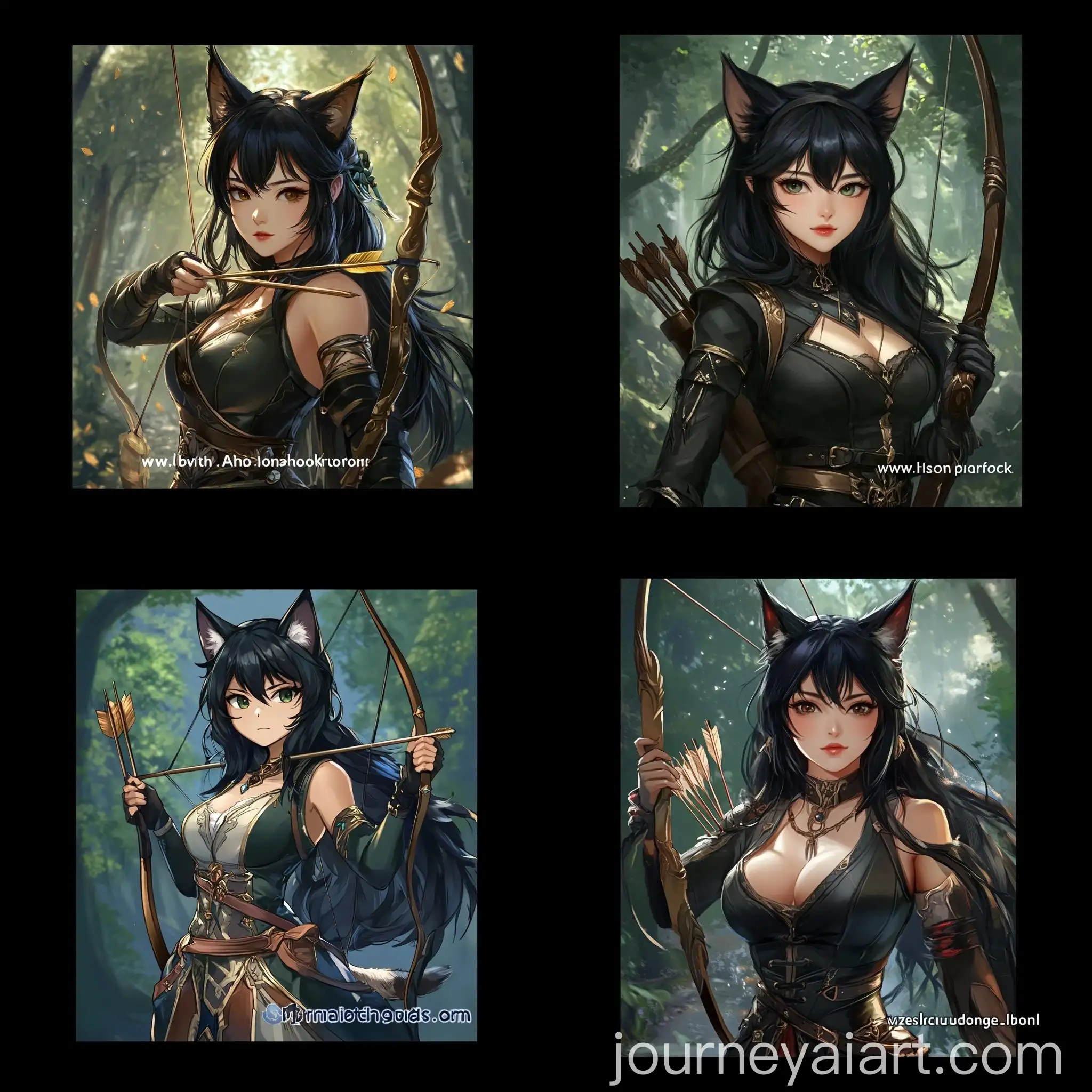 Anime-Huntress-with-Black-Hair-and-Magical-Bow