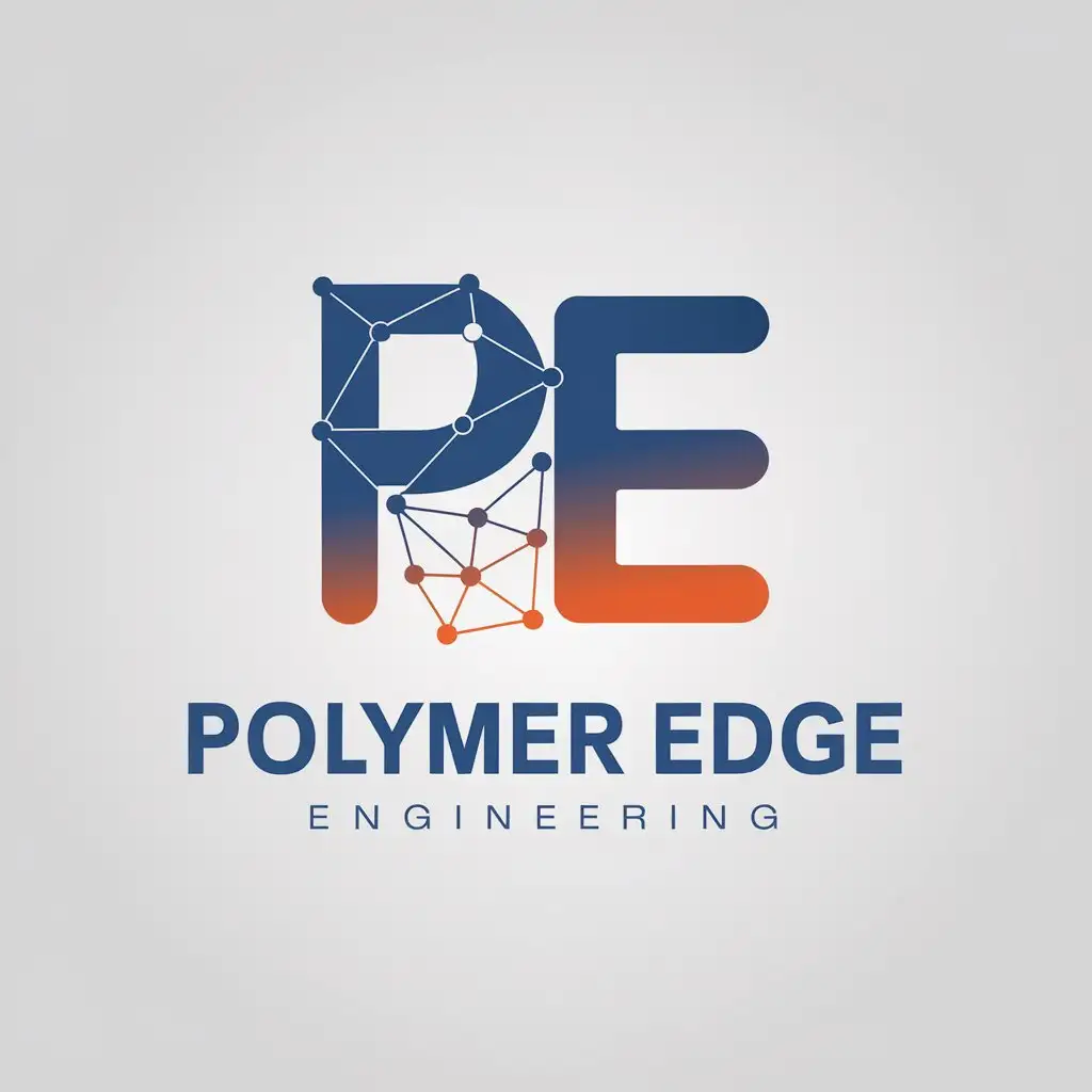 LOGO Design for Polymer Edge Engineering Blue Orange with Modern PE Symbol for Technology Industry