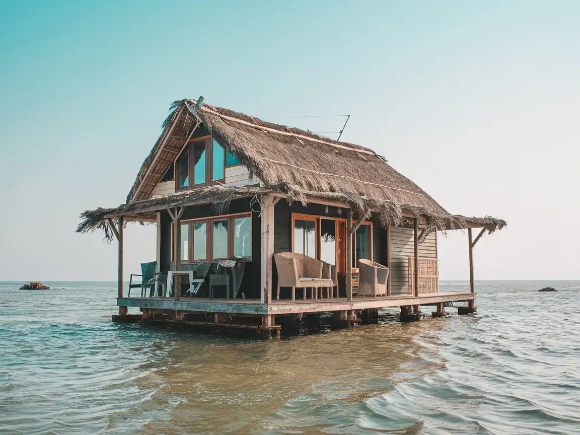 Solitary-House-on-Island-Amidst-Vast-Sea