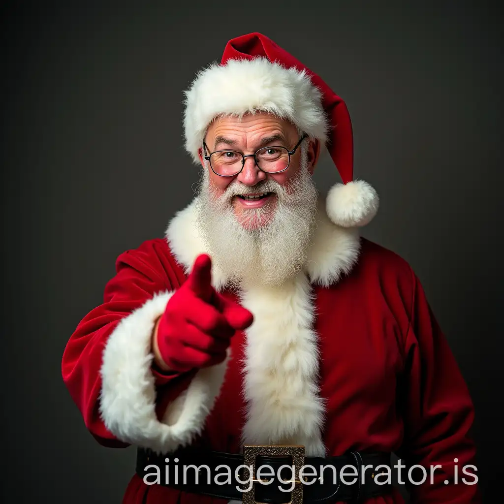 Father-Christmas-Smiling-and-Pointing-at-Something