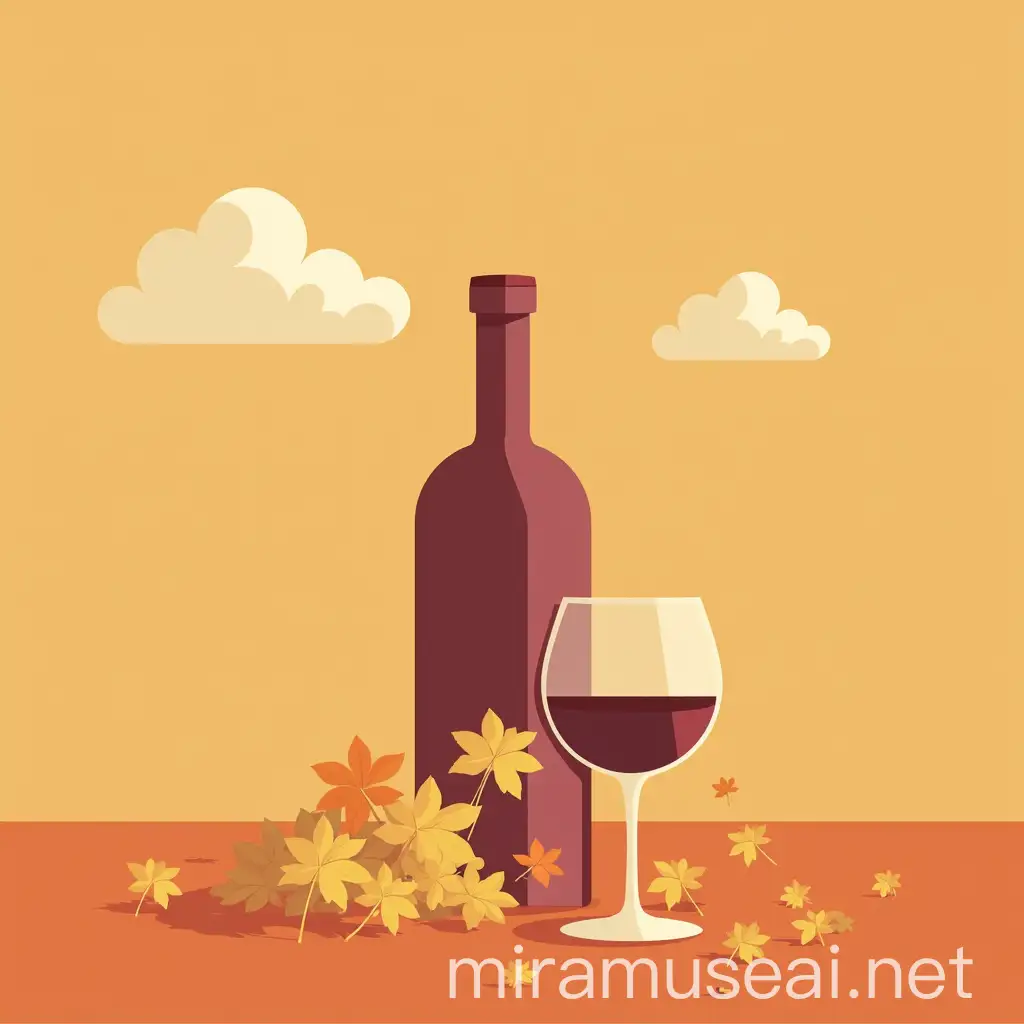 Minimalist Vector Art of Wine in September Autumn Theme