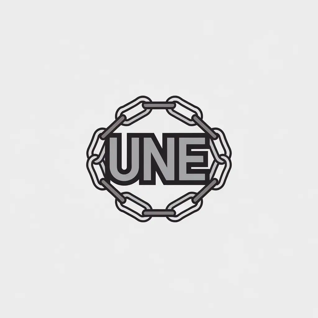 LOGO Design for UNE Minimalist Chain Design with Black White and Gray Colors