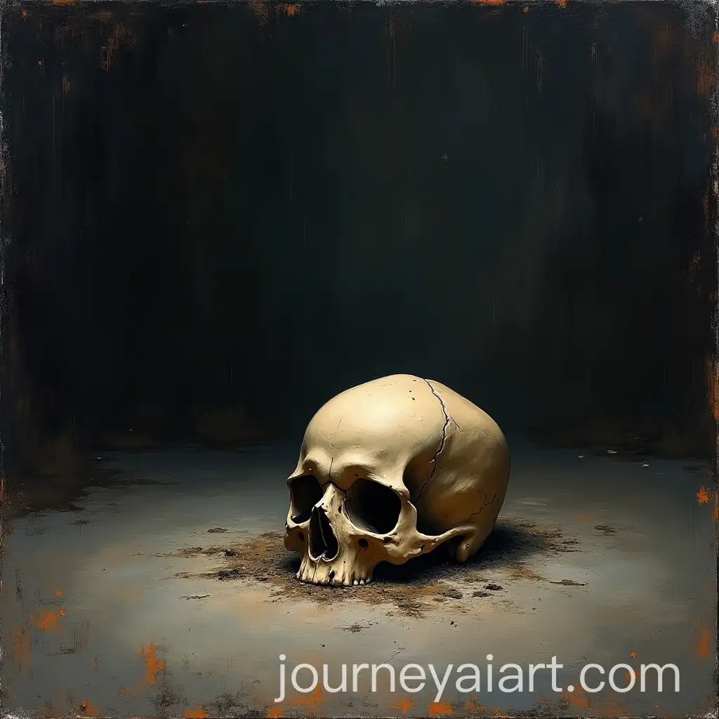 HalfBuried-Skull-in-Dark-Impressionist-Style