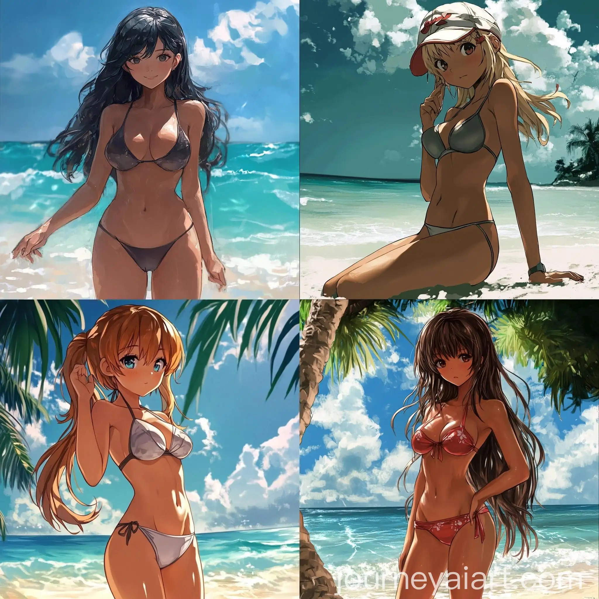 Anime-Girl-in-Bikini-Enjoying-Beach-Sunset
