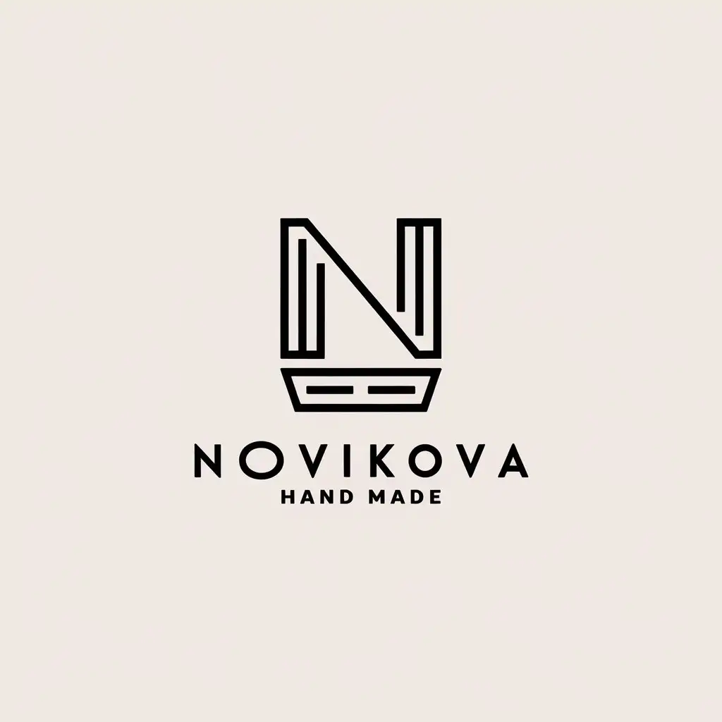 a vector logo design,with the text "Hand made", main symbol:NOVIKOVA,Minimalistic,clear background