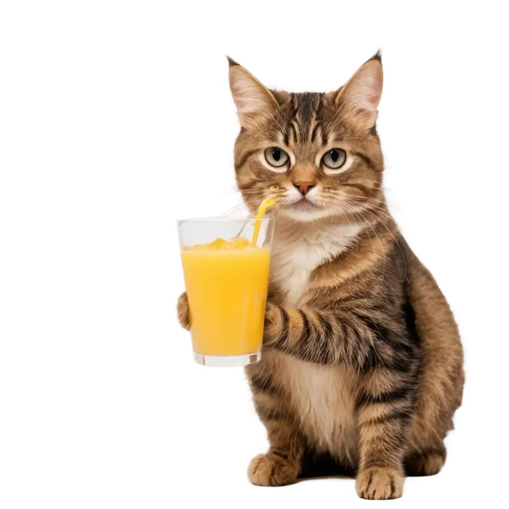 Cute-Cat-Holding-a-Glass-of-Mango-Drink-PNG-HighQuality-Transparent-Image-for-Various-Uses