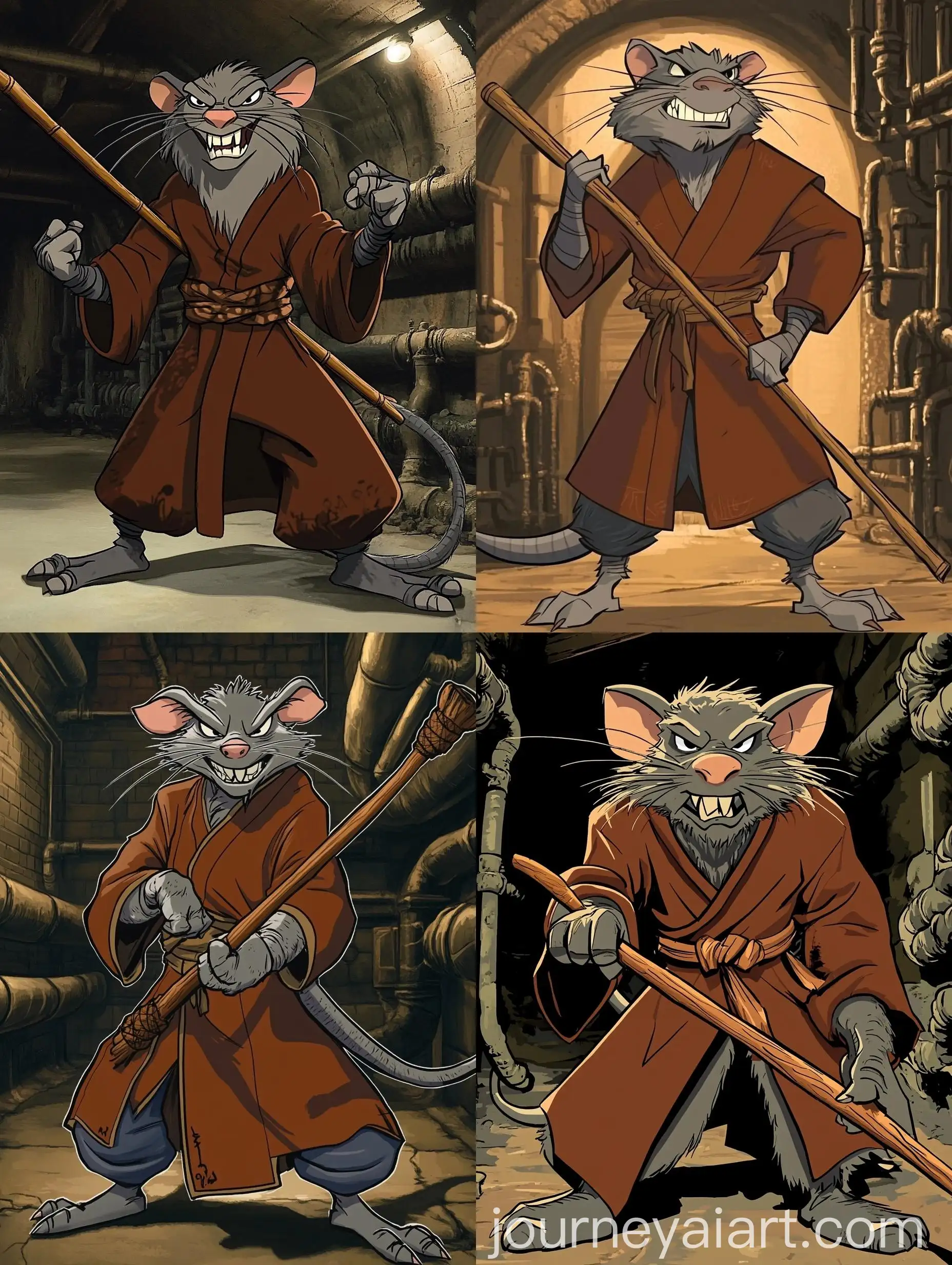 Angry-Splinter-Ninja-Rat-with-Wooden-Staff-in-Sewer