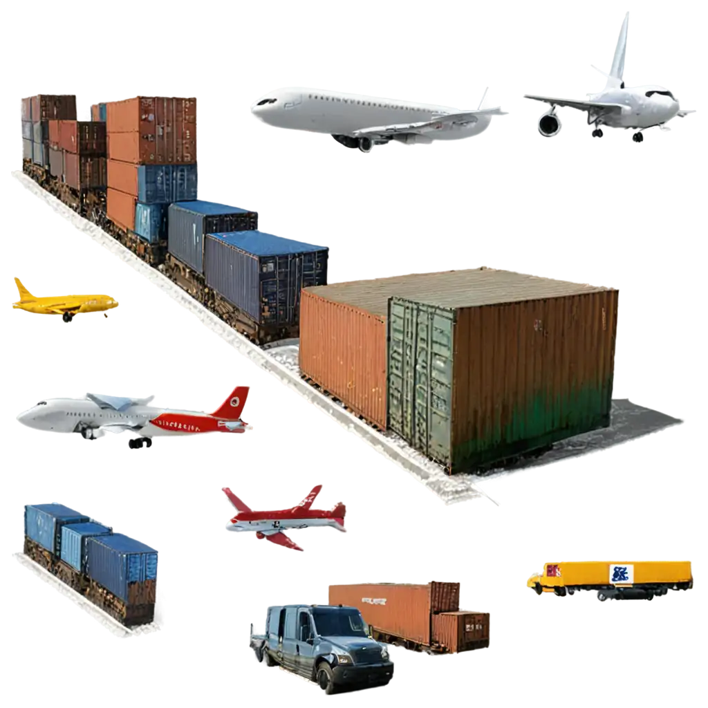 I WANT LOGISTICS THINGS PNG SUCH AS AEROPLANE, TRAIN, CARGO TRUCKS, PORT & CONTAINERS