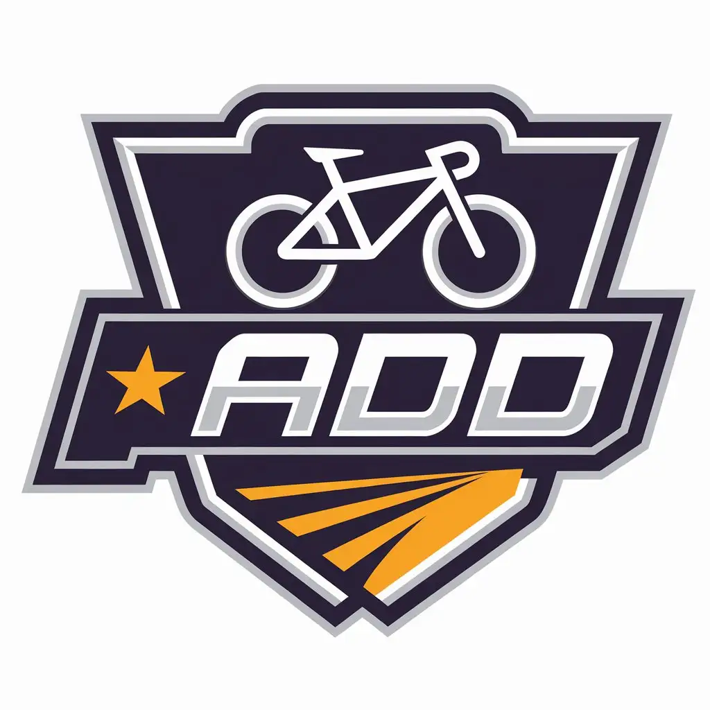 a vector logo design,with the text "ADD", main symbol:bicycle,Moderate,be used in sports industry,clear background