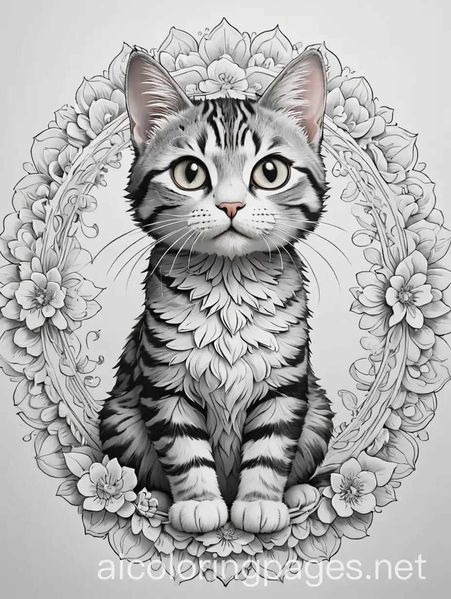 Whimsical-Flower-Mandala-Featuring-an-Elegant-Striped-Cat