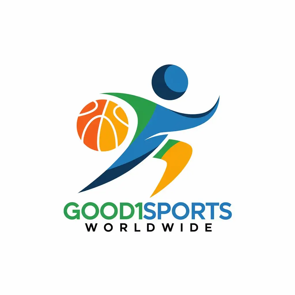 LOGO Design for Good1sportsworldwide Modern Bright and Vibrant Sports Logo in Orange Blue White Red Black and Yellow