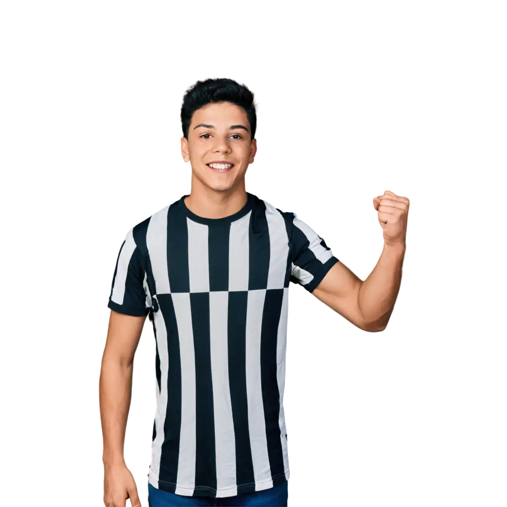 Young-Latino-15YearOld-Celebrating-Goal-PNG-Image-in-Black-and-White-Shirt