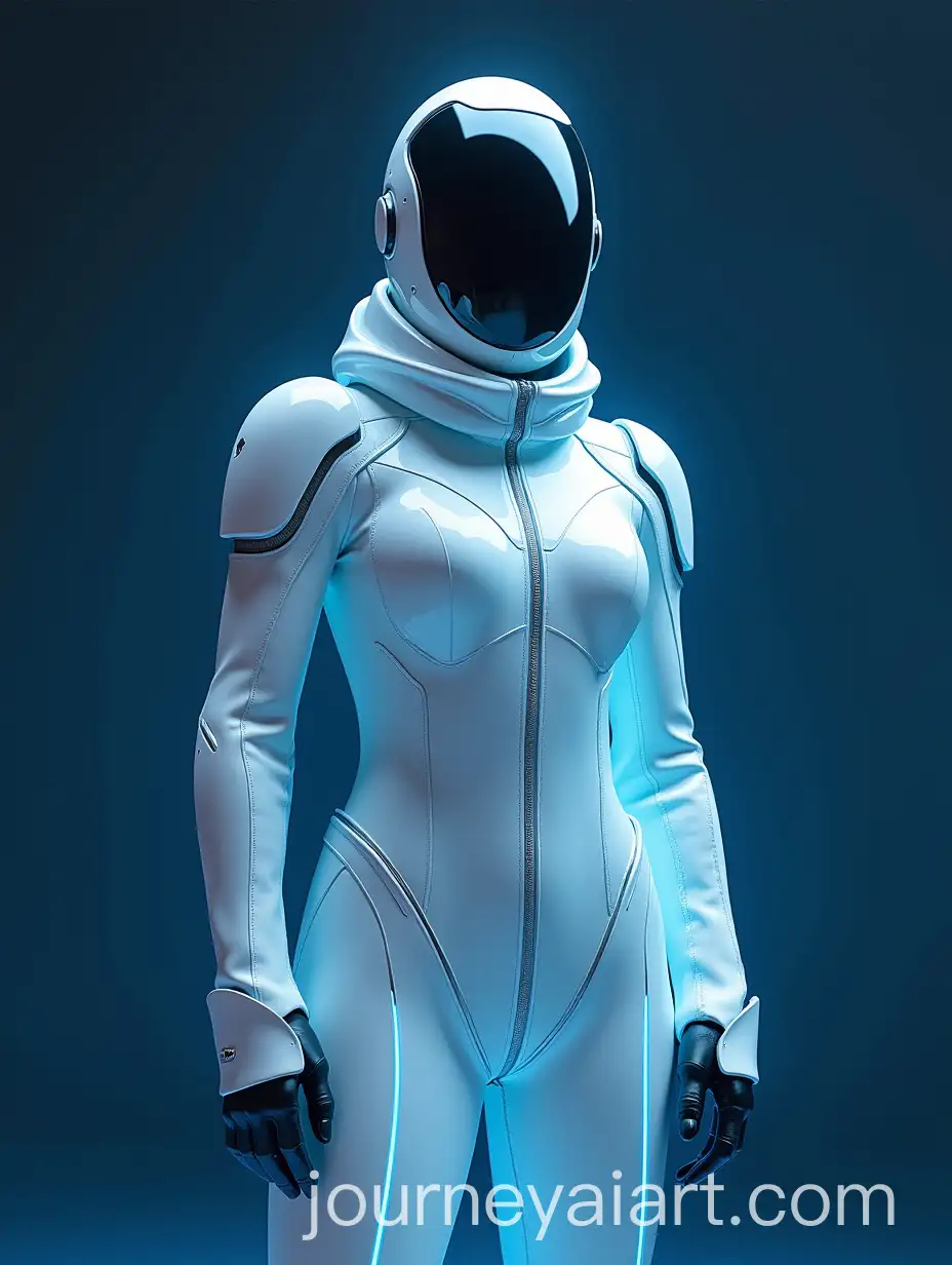 Futuristic-Shining-White-Metallic-Suit-with-Dark-Blue-LED-Lights