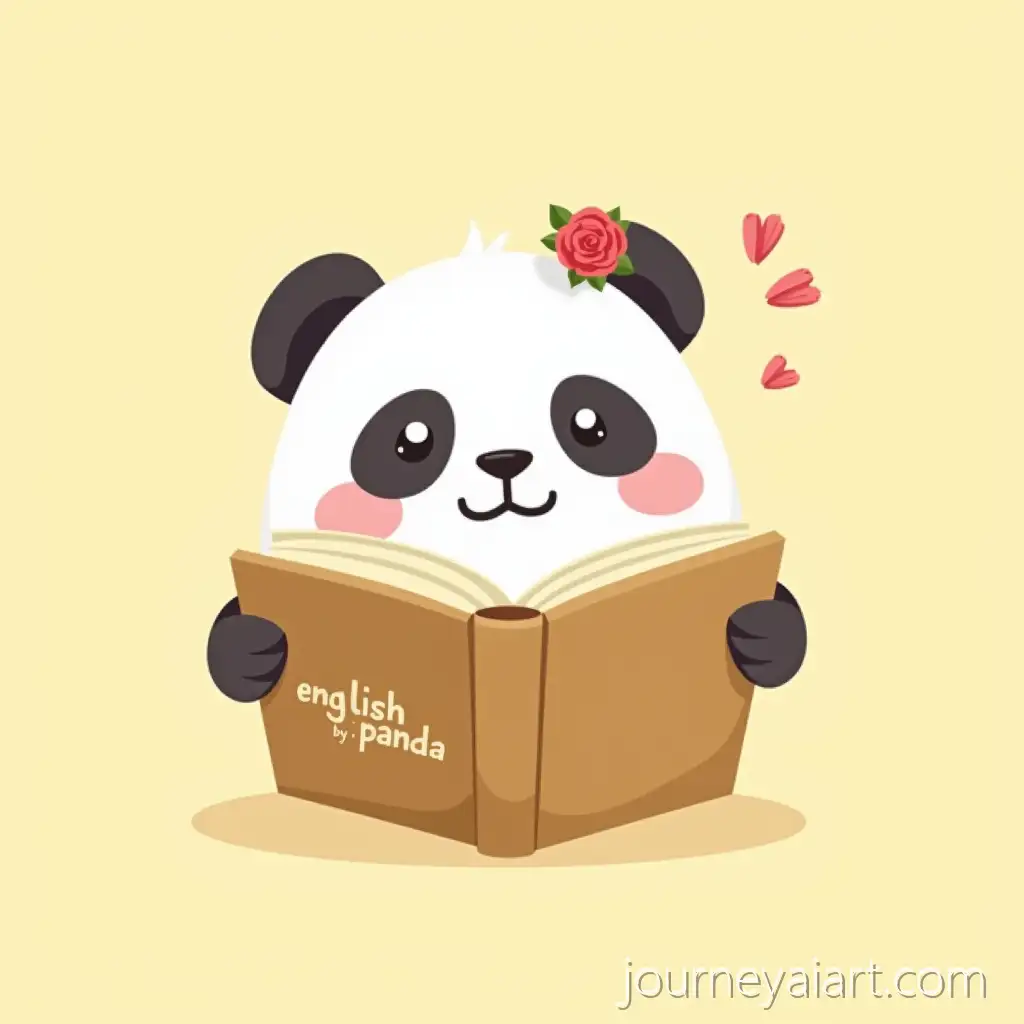 Cute-Cartoon-Panda-Hiding-BehindPanda-hiding-behind-book-an-English-Book-with-Red-Rose-and-Brand-Name