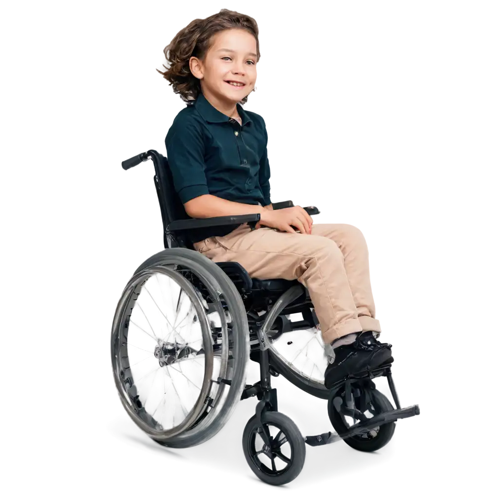 smiling kid on wheelchair