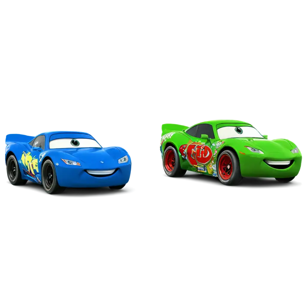 PNG-Image-of-Lightning-McQueen-and-SallyInspired-Cars-in-Love-with-Blue-and-Green-Colors