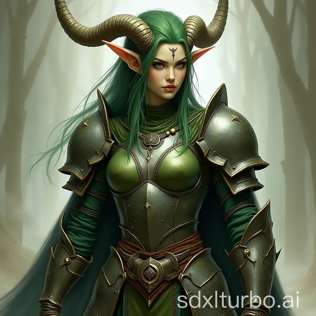 Busty-Green-Elf-Warrior-in-Barbarian-Plate-Armor