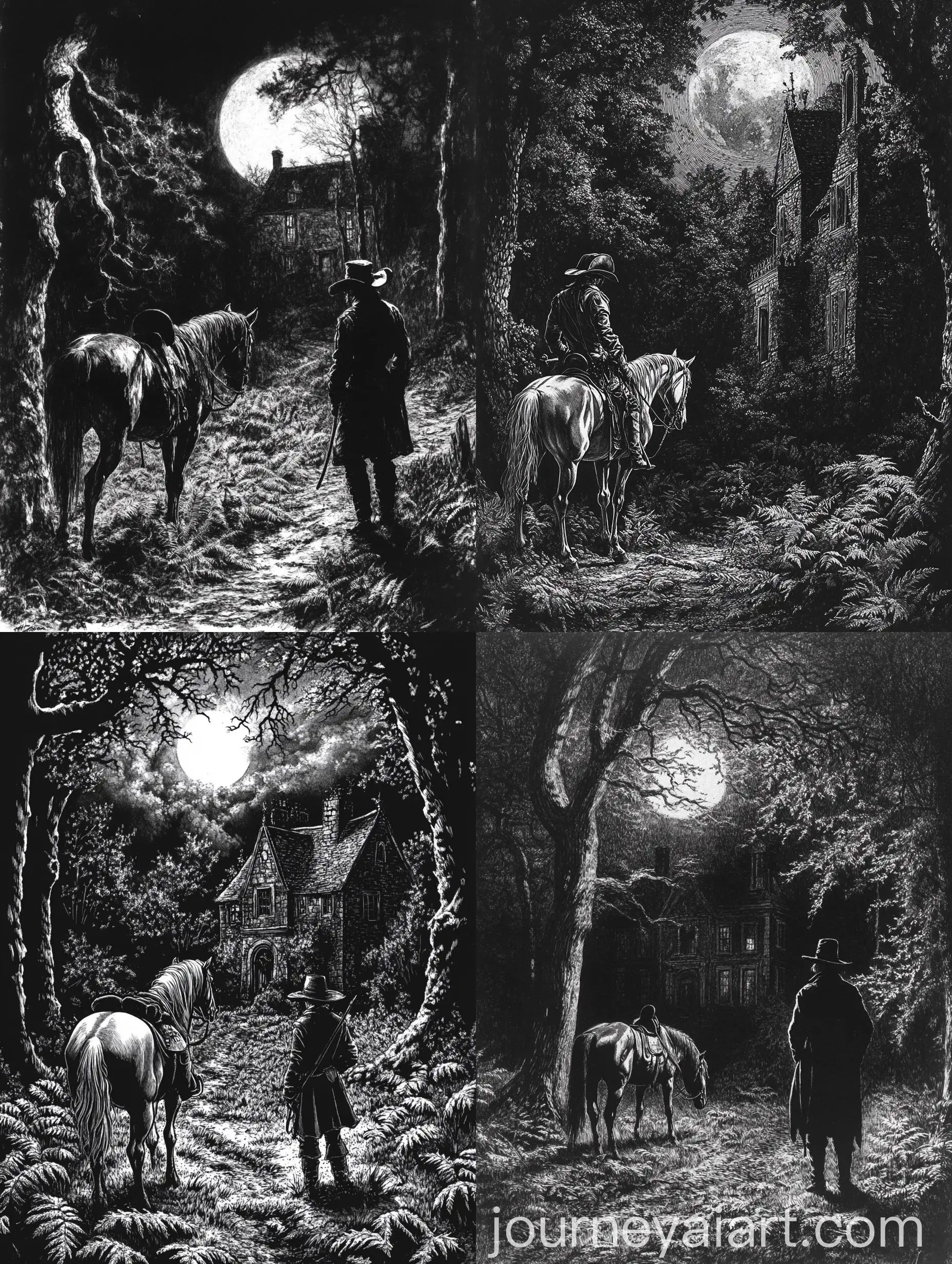 Sinister-Highwayman-in-Moonlit-Forest-with-Old-Jacobean-House