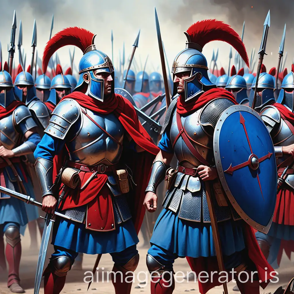 Ancient-Armies-in-Red-and-Blue-Preparing-for-Battle