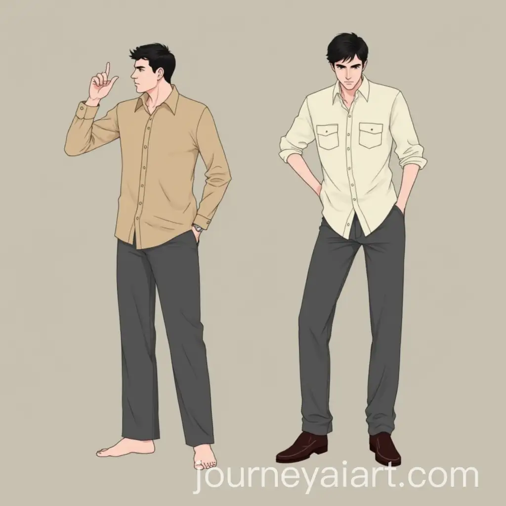 CasAI-Image-Prompt-Expansionual-Outfit-with-Beige-Shirt-Dark-Gray-Trousers-and-Dark-Brown-Leather-Shoes