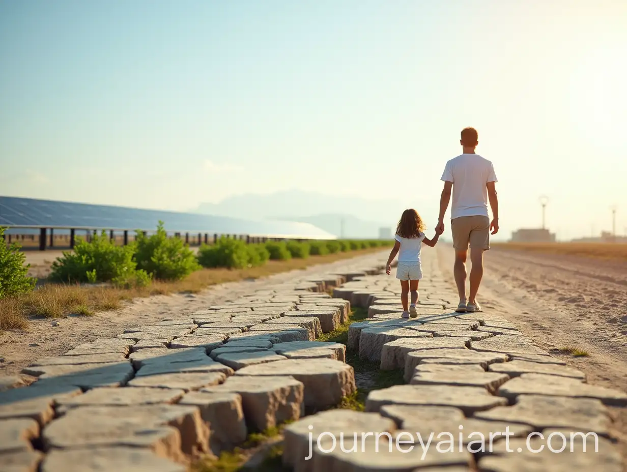 Father-and-Daughter-Walking-Towards-a-Greener-Future-in-a-Cracked-Dry-Landscape
