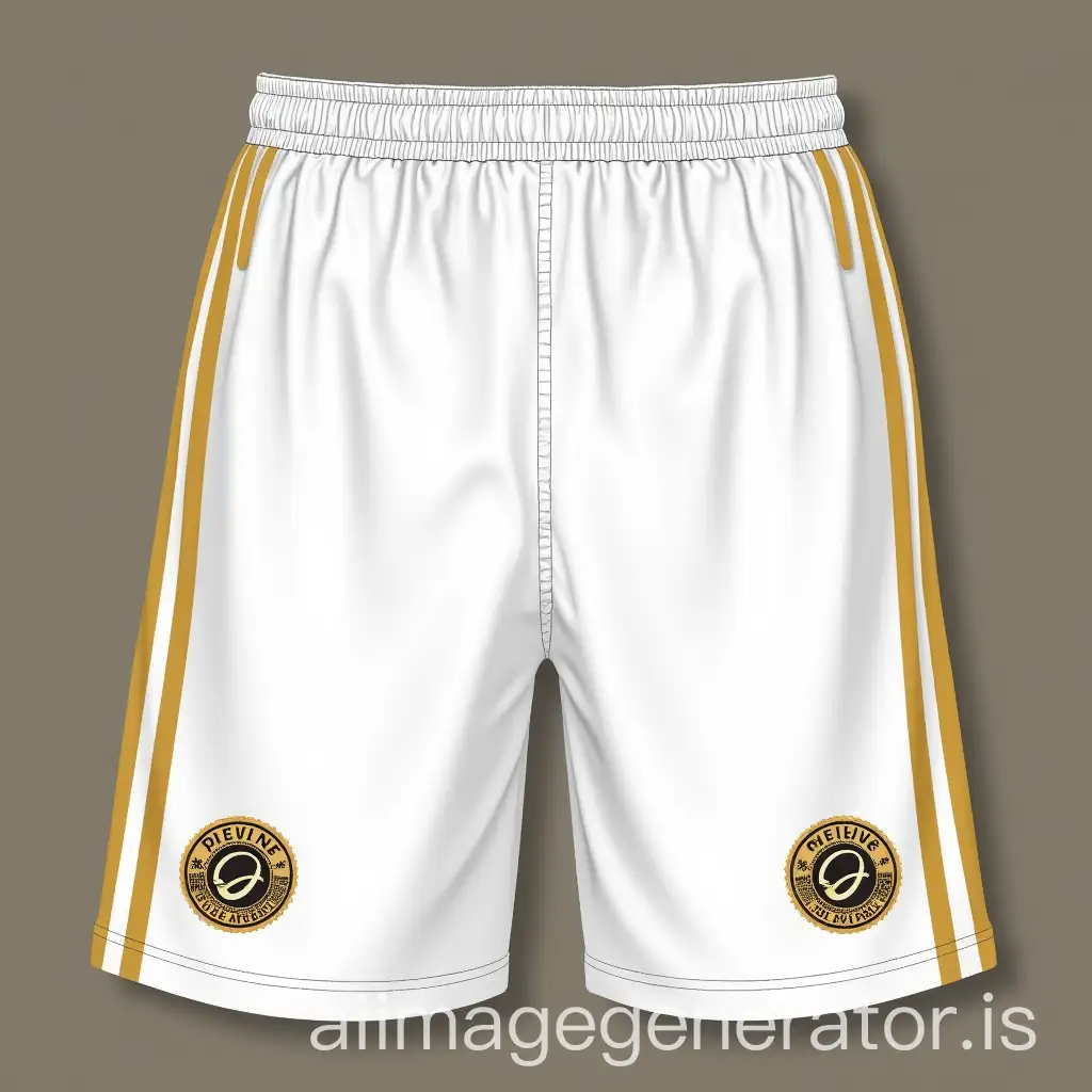 shorts :white with gold stripes. logo devine angels soccer